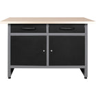 Professional Grey And Black Workshop Workbench With 30mm Wooden Desktop, Drawers And Lockable Doors 1200x600x850mm |  Tc006