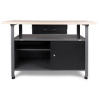 Professional Grey And Black Workshop 2 Layer Workbench With 2 Lockers And 30mm Wooden Desktop 1200x600x850mm |  Tc006 B