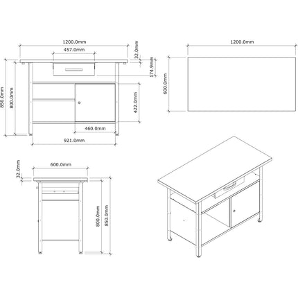 Professional Grey And Black Workshop 2 Layer Workbench With 2 Lockers And 30mm Wooden Desktop 1200x600x850mm |  Tc006 B