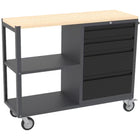 Professional Mobile Grey And Black Tool Cabinet With 4 Drawers And 2 Shelves Wooden Worktop 1480x500x1000mm |  Tc097