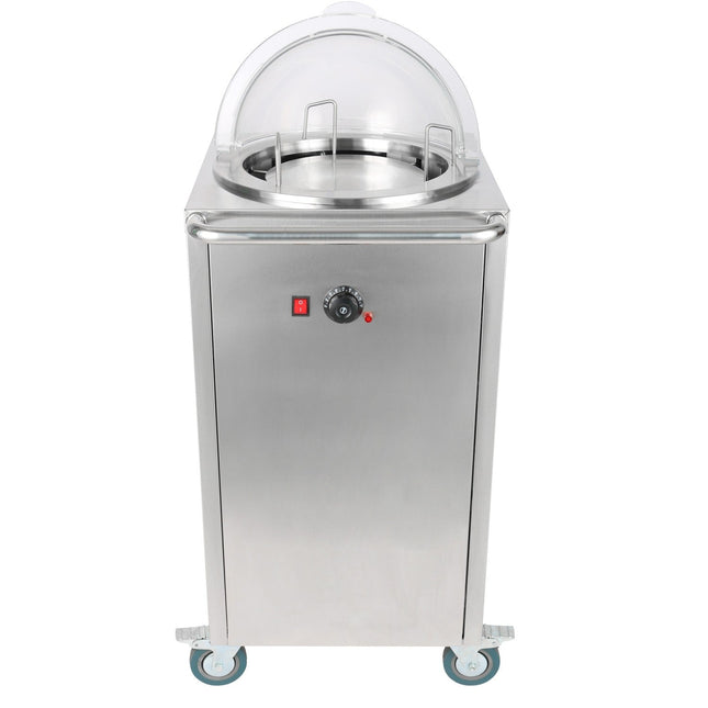 Heated Plate Dispenser Trolley Stainless Steel 12''/300mm 50 Plates With Rolltop Cover |  Tdds1 C