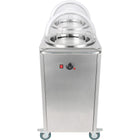 Heated Plate Dispenser Trolley Stainless Steel 12''/300mm 2x50 Plates With Rolltop Cover |  Tdds2 C