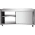 Commercial Pass Through Worktop Floor Cupboard Sliding Doors Stainless Steel 1200x600x850mm | Vtc126 Sls