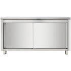 Commercial Worktop Floor Cupboard Sliding Doors Stainless Steel Width 1400mm Depth 700mm |  Thasr147