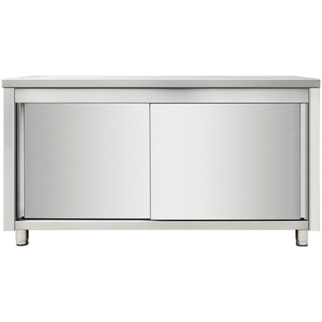 Commercial Worktop Floor Cupboard Sliding Doors Stainless Steel Width 1400mm Depth 600mm |  Thasr146
