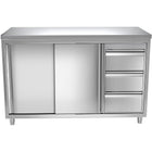 Commercial Worktop Floor Cupboard 3 Drawers Right 2 Sliding Doors Stainless Steel Width 1600x700x850mm |  Vtc167 R3
