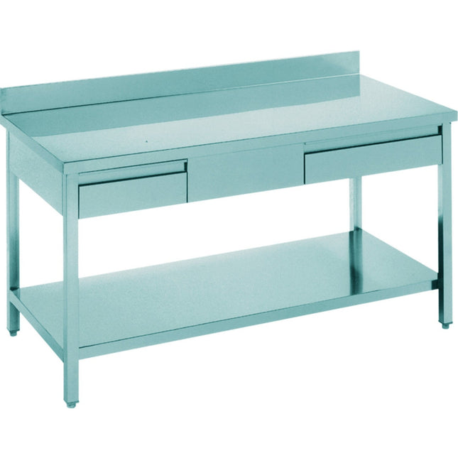 Professional Work Table 2 Drawers Stainless Steel Bottom Shelf Upstand 2000x700x900mm |  Thats207 A2 D