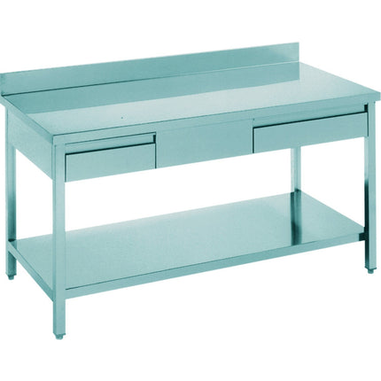 Professional Work Table 2 Drawers Stainless Steel Bottom Shelf Upstand 1800x600x900mm |  Thats186 A2 D