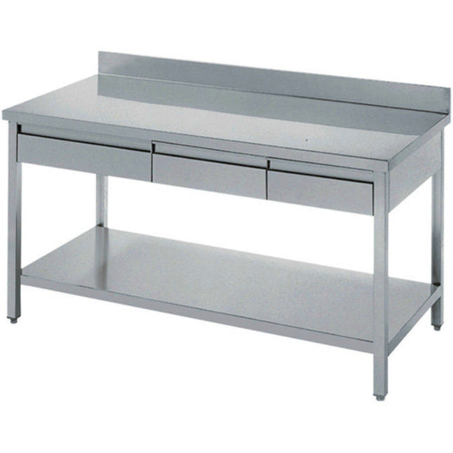 Professional Work Table 3 Drawers Stainless Steel Bottom Shelf Upstand 1800x600x900mm |  Thats186 A3 D