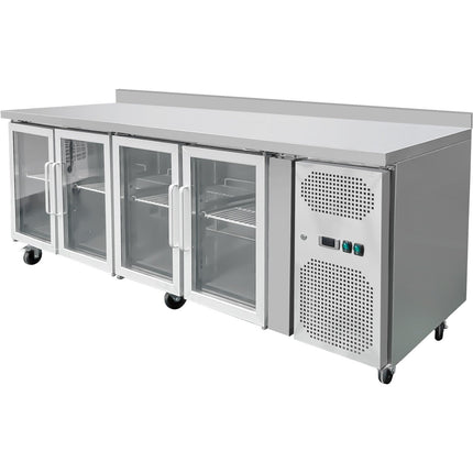 Commercial Refrigerated Counter With Upstand 4 Glass Doors Depth 600mm |  Thp4200 Tng