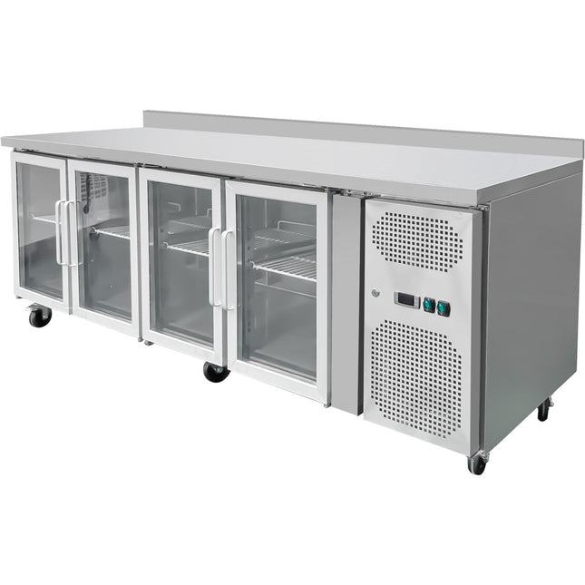 Commercial Refrigerated Counter With Upstand 4 Glass Doors Depth 600mm |  Thp4200 Tng
