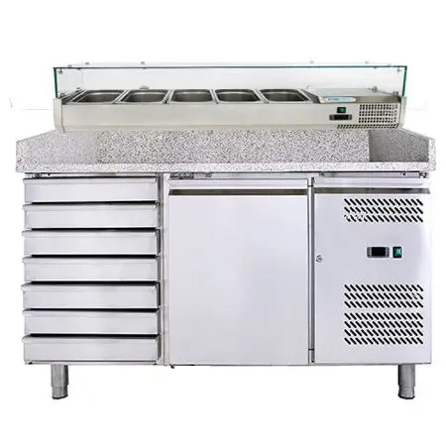 Pizza Prep Table 1 Door 7 Drawers Counter Top Display 7x Gn1/4 |  Thpz1610 Tn+Pt15