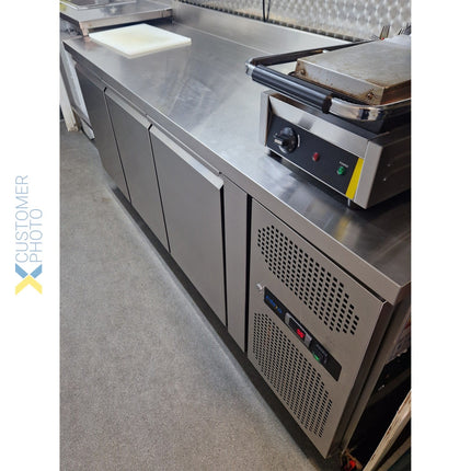 Professional Refrigerated Counter With Upstand 3 Doors Depth 600mm |  Thsnack3200 Tn