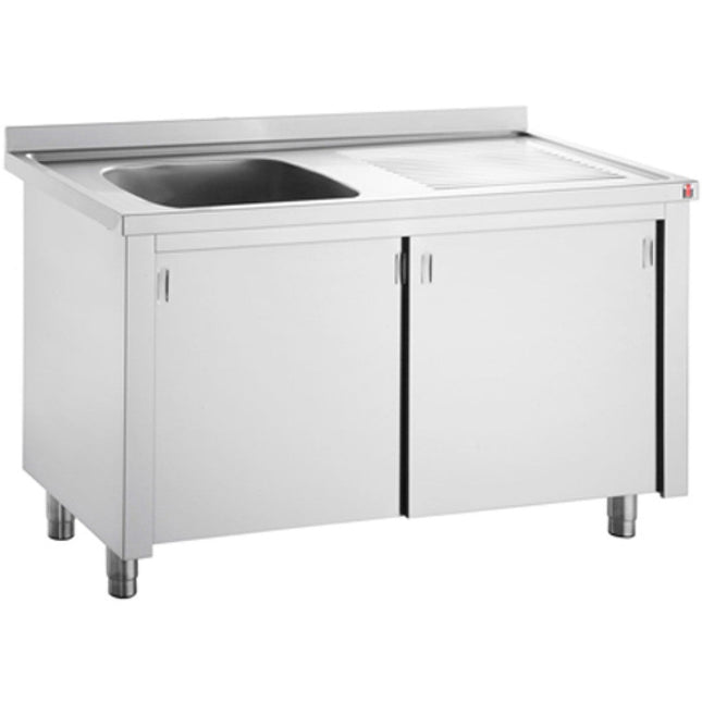 Commercial Sink With Cupboard Stainless Steel 1 Bowl Left Splashback Width 1000mm Depth 600mm |  Vsc106 Lbs