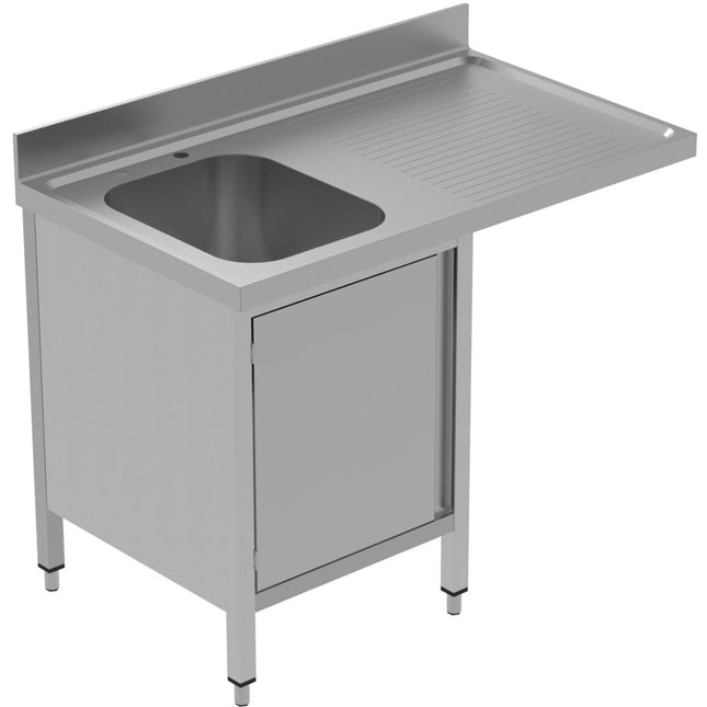 Commercial Sink For Dishwashers With Cupboard 1 Bowl Left Splashback 1200mm Depth 700mm |  Vsch127 Lbs