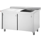 Commercial Sink With Cupboard Stainless Steel 1 Bowl Right Splashback Width 1200mm Depth 700mm |  Thssr127 Br1