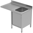 Commercial Sink For Dishwashers With Cupboard 1 Bowl Right Splashback 1200mm Depth 600mm |  Vsch126 Rbs