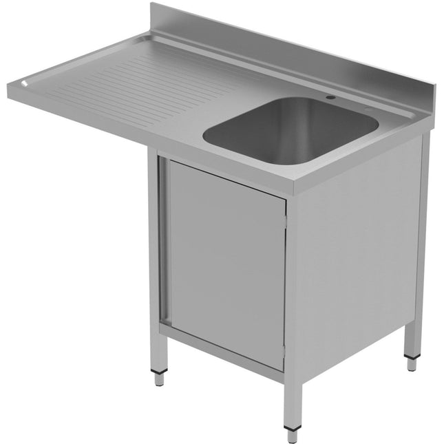 Commercial Sink For Dishwashers With Cupboard 1 Bowl Right Splashback 1200mm Depth 700mm |  Thssr127 Sbr1