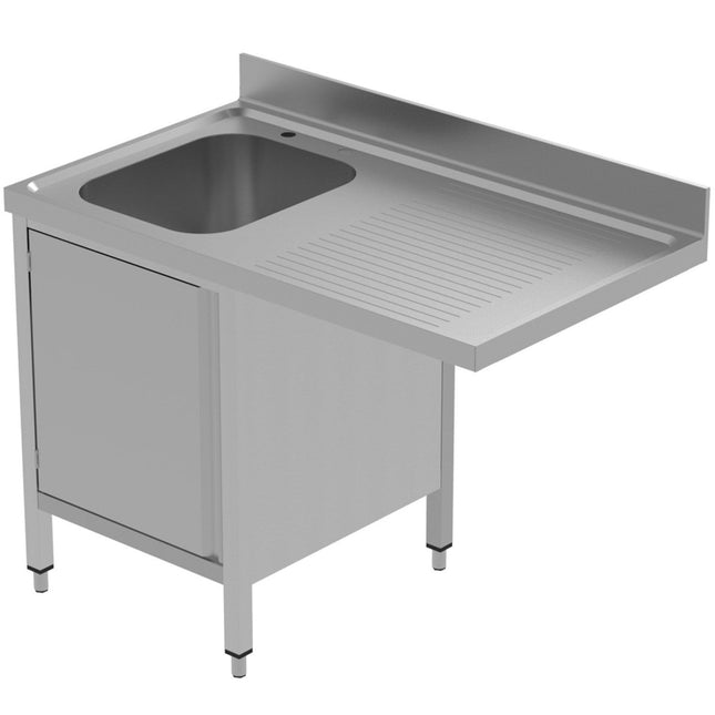 Commercial Sink For Dishwashers With Cupboard 1 Bowl Left Splashback 1200mm Depth 700mm |  Vsch127 Lbs
