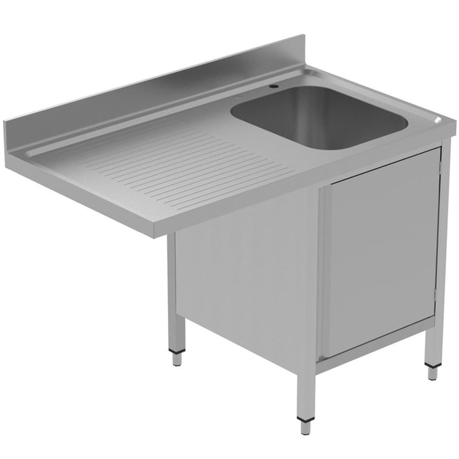 Commercial Sink For Dishwashers With Cupboard 1 Bowl Right Splashback 1200mm Depth 700mm |  Thssr127 Sbr1