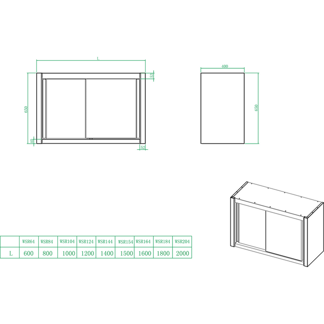 Wall Cabinet Open Stainless Steel Width 1000mm Depth 400mm |  Thwor104