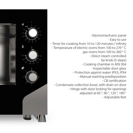 Professional Combi Steamer Electric 6 Trays Gn1/1 And 600x400mm Electromechanic Controls Direct Steam | Tecnoeka Mkf616 S