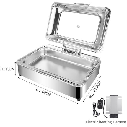 Chafing Dish Electric Glass Lid Stainless Steel 7 Litres Gn1/1 |  Viccd528