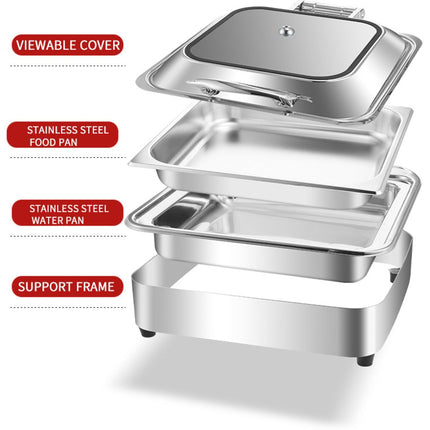 Chafing Dish Electric Glass Lid Stainless Steel 7 Litres Gn1/1 |  Viccd528