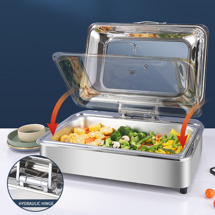 Chafing Dish Electric Glass Lid Stainless Steel 7 Litres Gn1/1 |  Viccd528