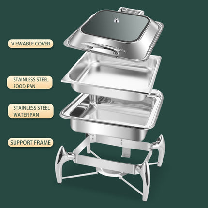 Chafing Dish Glass Lid Stainless Steel 7 Litres Gn1/1 |  Viclh2103
