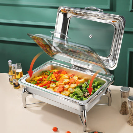 Chafing Dish Glass Lid Stainless Steel 7 Litres Gn1/1 |  Viclh2103