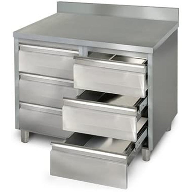 Commercial Drawer Cabinet Stainless Steel 6 Drawers Upstand Width 1000mm Depth 600mm |  Vig106 S6 A