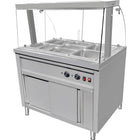 Commercial Bain Marie Hot Food Display With Glass Cover Acrylic Sliding Door And Top Light 1165x690x1400mmmm | Vmgn3 Agh