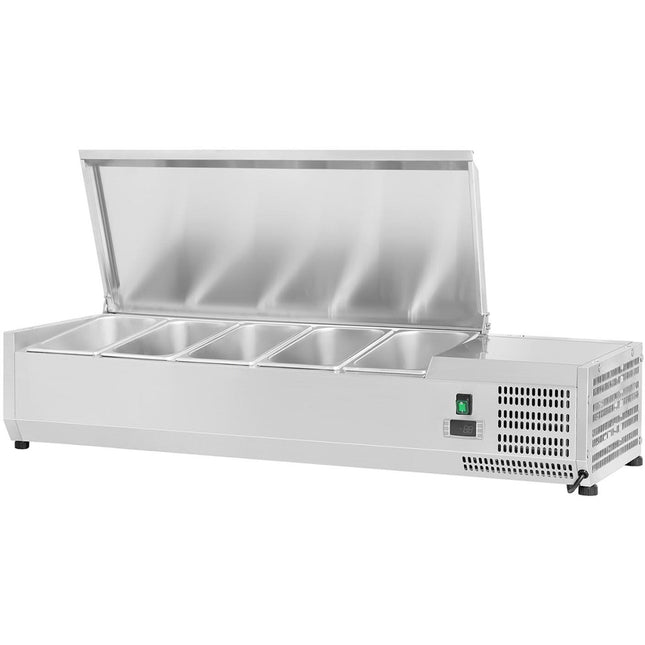 Refrigerated Servery Prep Top 1200mm 5x Gn1/4 Depth 330mm Stainless Steel Lid |  Ea12