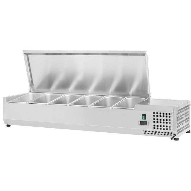 Refrigerated Servery Prep Top 1400mm 6x Gn1/4 Depth 330mm Stainless Steel Lid |  Thvd1400/330