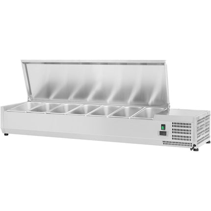 Refrigerated Servery Prep Top 7x Gn1/4 1600x335x435mm Stainless Steel Lid |  Thv1600/330