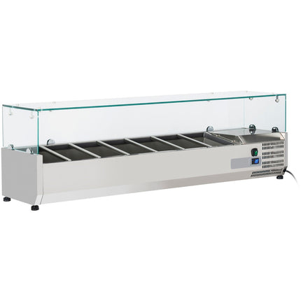 Refrigerated Servery Prep Top 1600mm 7x Gn1/3 Glass Cover |  Thv1600/380
