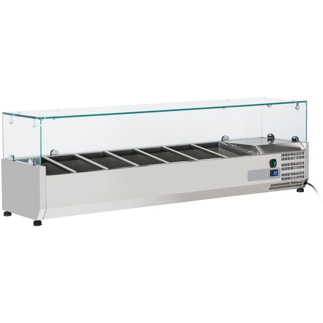 Refrigerated Servery Prep Top 1600mm 7x Gn1/3 Glass Cover |  Thv1600/380