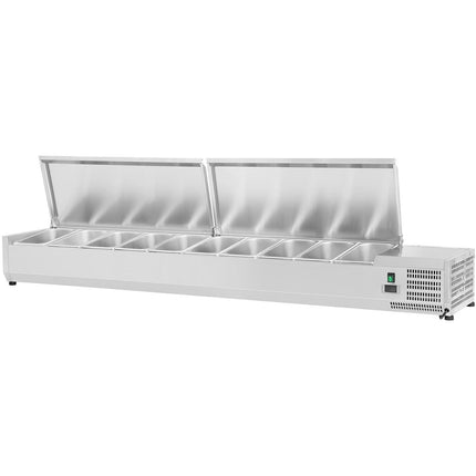 Refrigerated Servery Prep Top 2000mm 9x Gn1/3 Depth 380mm Stainless Steel Lid |  Thvd2000/380