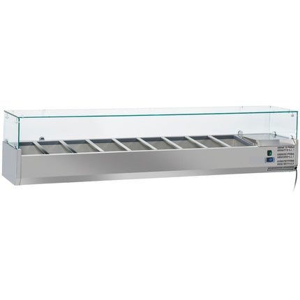 Refrigerated Servery Prep Top 9x Gn1/3 2000x395x435mm Glass Top |  Thv2000/380