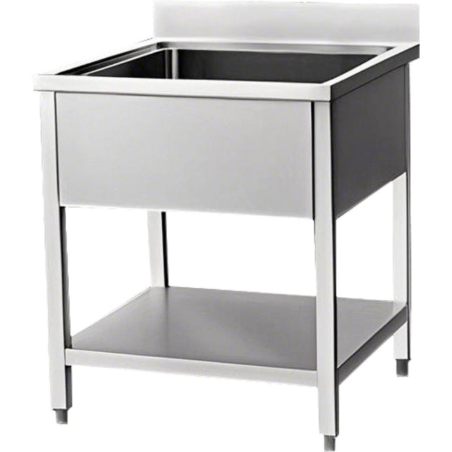Commercial Sink Stainless Steel 1 Bowl Bottom Shelf Splashback 700x600x950mm |  Vs76 Bs