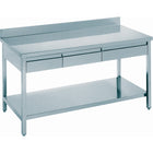 Professional Work Table 3 Drawers Stainless Steel Bottom Shelf Upstand 1600x600x850mm |  Vt166 A3 D