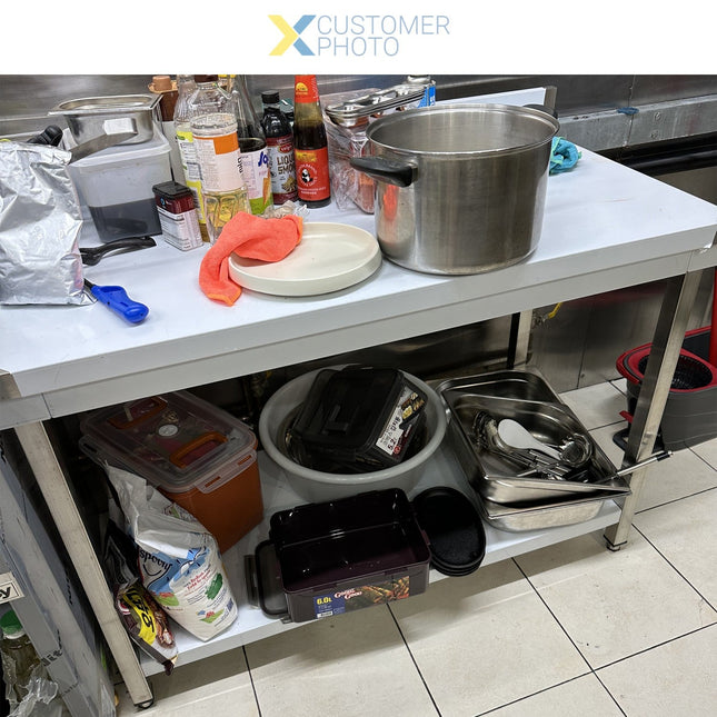 Professional Work Table Stainless Steel Bottom Shelf Upstand 1200x600x850mm |  Vt126 Slb