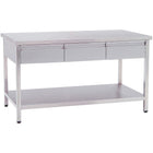 Professional Work Table Stainless Steel 3 Drawers Bottom Shelf 1500x700x850mm |  Vt1573 D