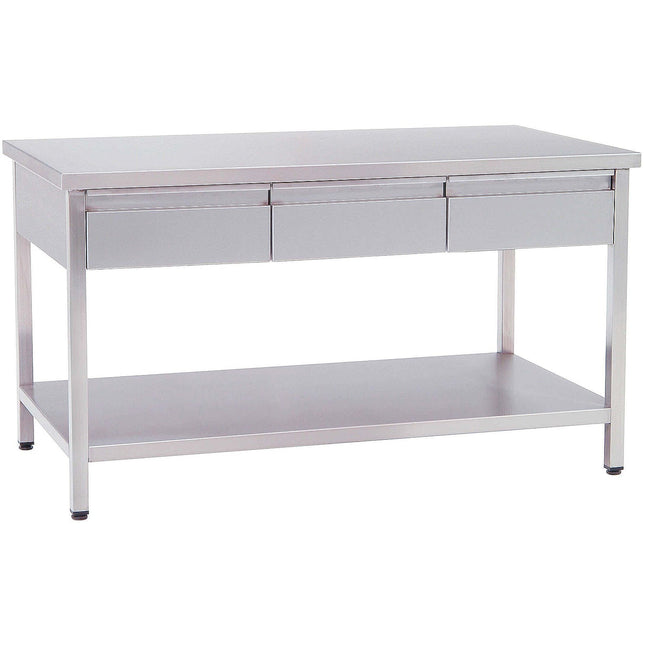 Professional Work Table Stainless Steel 3 Drawers Bottom Shelf 1500x700x850mm |  Vt1573 D