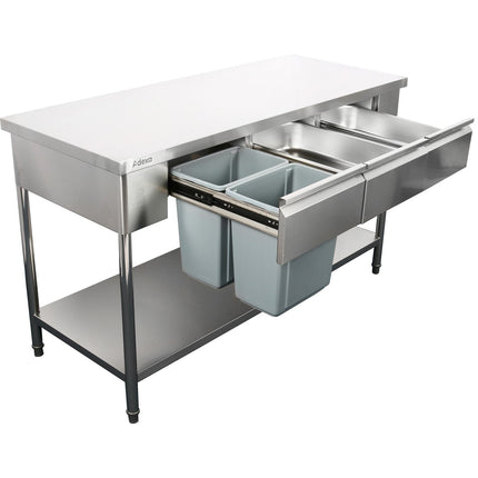 Premium Commercial Work Table With 3 Drawers Stainless Steel Bottom Shelf 1800x600x900mm | W218180603 D