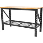 Professional Heavy Duty Steel Workbench With Rubberwood Worktop 800kg Width 1520mm With Undershelf |  Wb6024