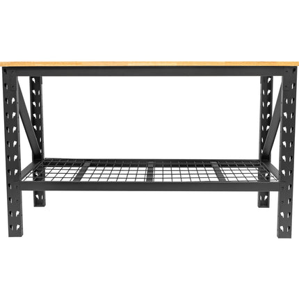 Professional Heavy Duty Steel Workbench With Rubberwood Worktop 800kg Width 1520mm With Undershelf |  Wb6024