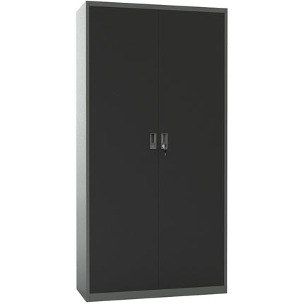 Heavy Duty Grey And Black 2 Door Lockable Steel Tool Cabinet With 4 Adjustable Shelves 900x380x1800mm |  Wg27