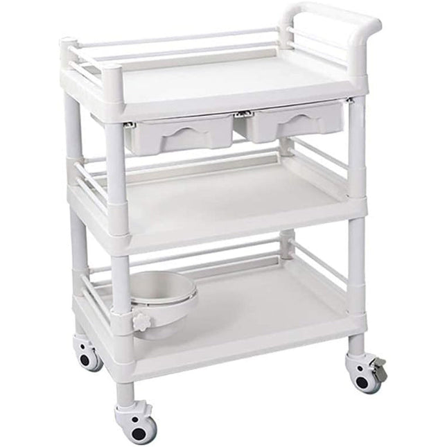 Professional 3 Tier Mobile Medical Trolley 2 Drawers Abs 750x530x980mm |  Wh3 Lt7553 D2